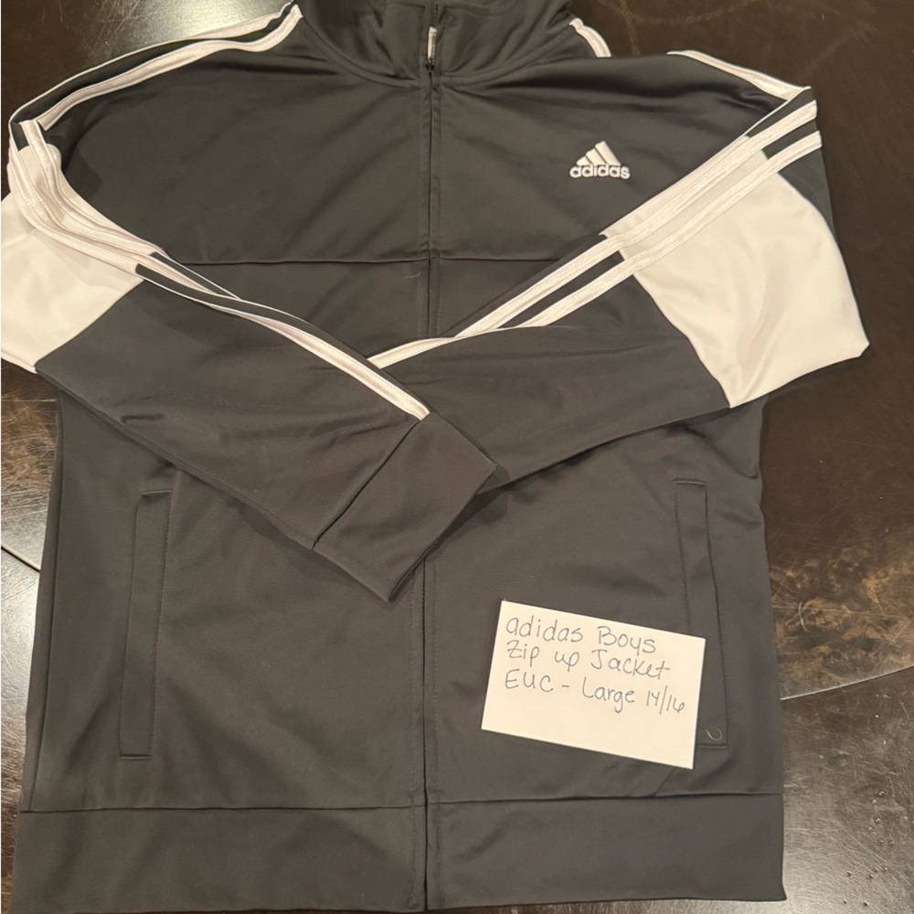 Adidas Black and White Zip-Up Jacket